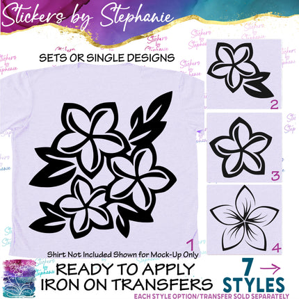 (s01-061) Plumeria Flowers Iron-On Transfer