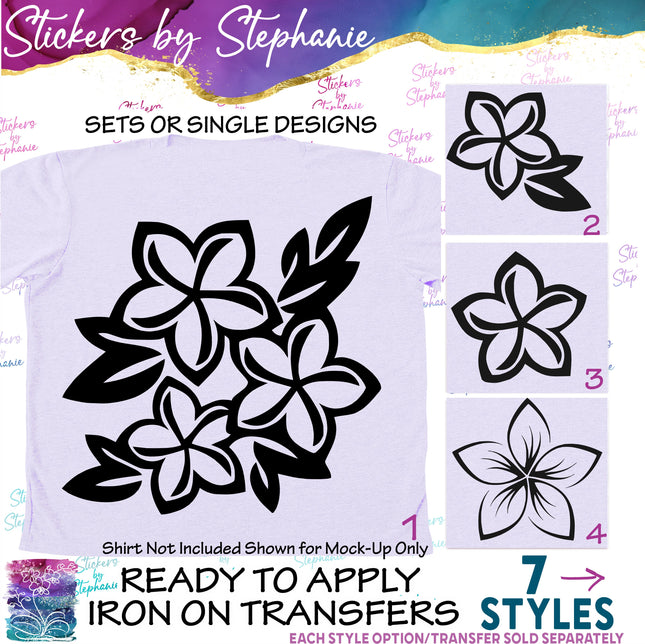 (s01-061) Plumeria Flowers Iron-On Transfer