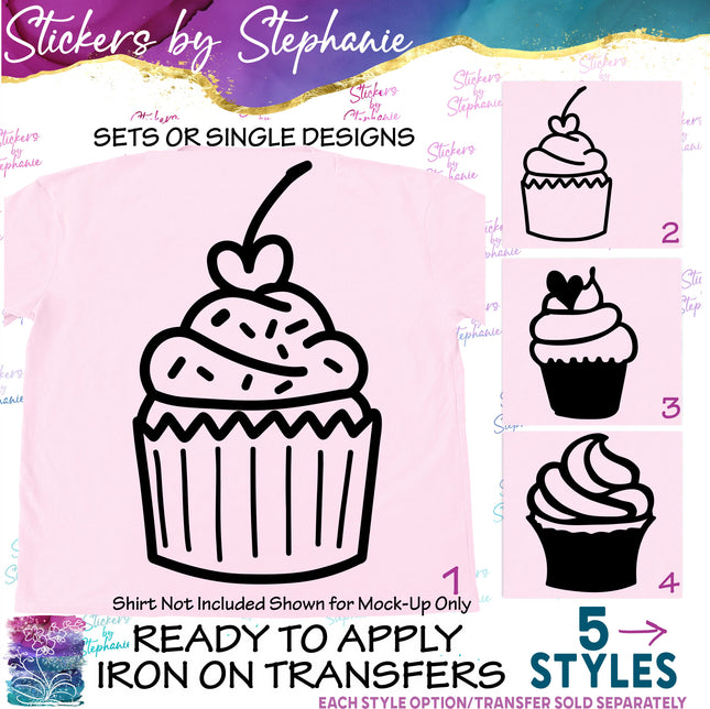 (s01-063) Cupcake Silhouette Iron-On Transfer