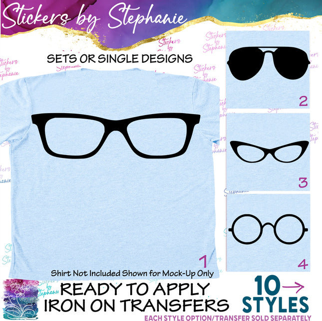 (s01-066) Eye Glasses, Eyeglasses, Sunglasses Iron-On Transfer