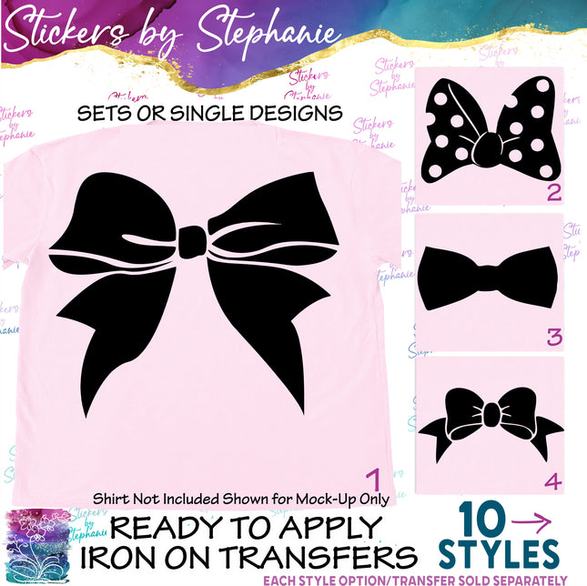 (s01-068) Hair Bow, Bowtie Iron-On Transfer