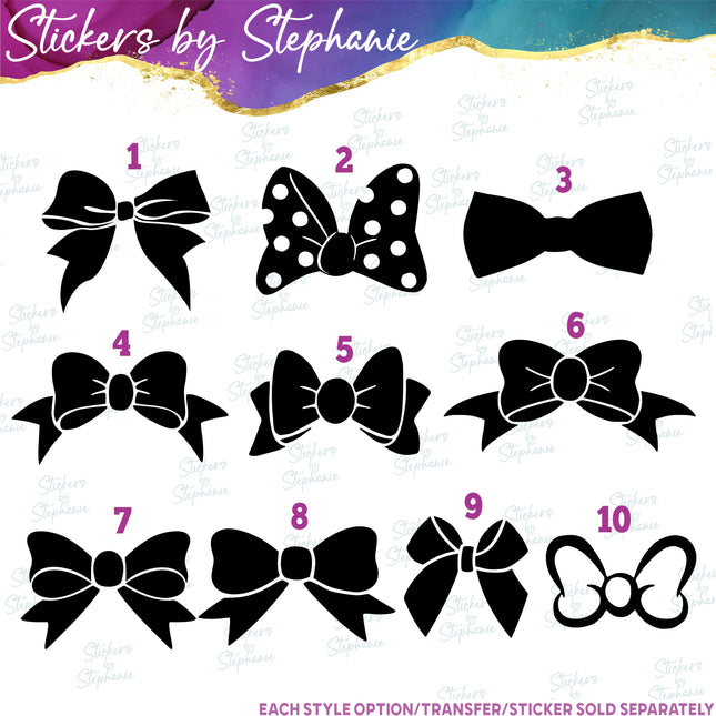 (s01-068) Hair Bow, Bowtie Iron-On Transfer