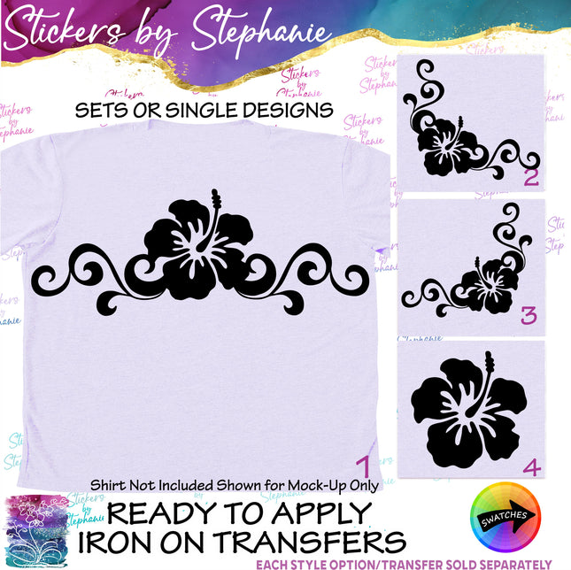 (s01-007) Hibiscus Flowers Iron-On Transfer