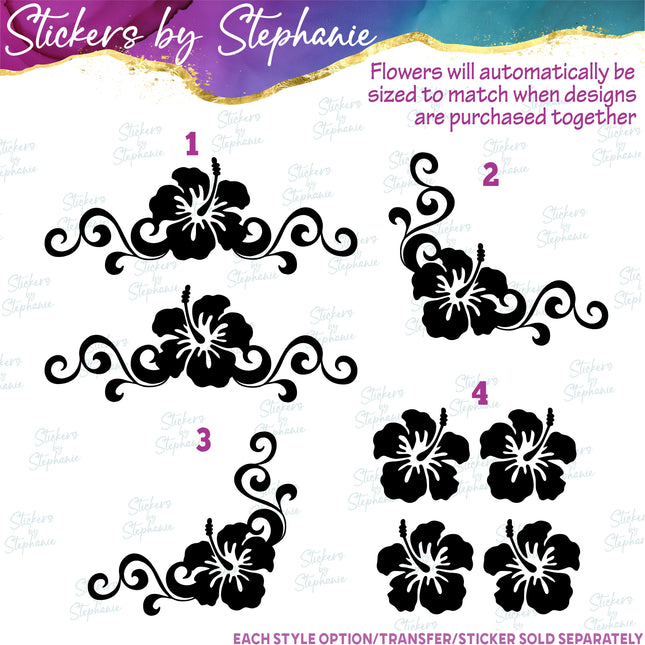 (s01-007) Hibiscus Flowers Iron-On Transfer