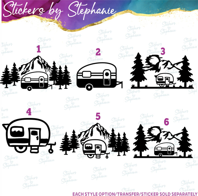 (s01-070) Camper Mountains Iron-On Transfer