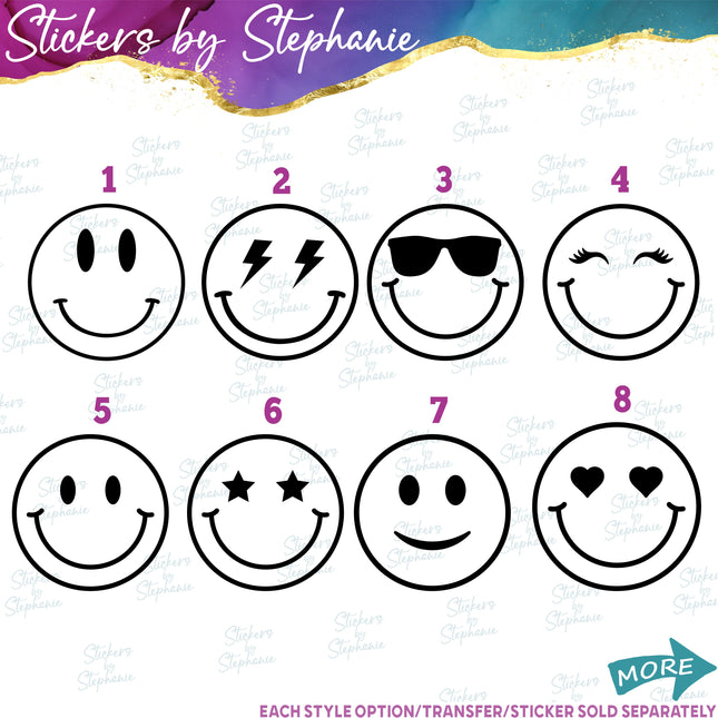 (s01-075) Emoji, Smiley Face Iron-On Transfer