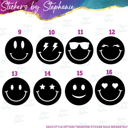 (s01-075) Emoji, Smiley Face Iron-On Transfer