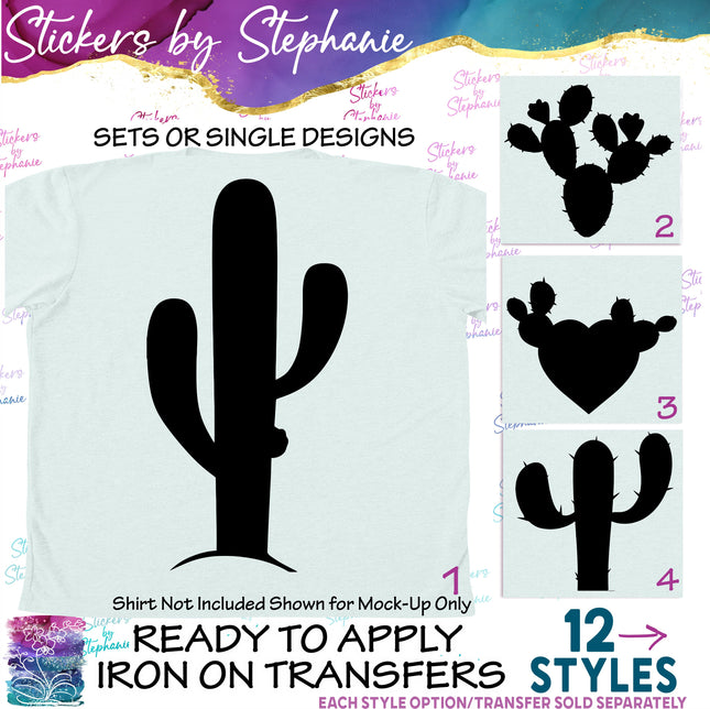 (s01-077) Cactus Silhouette Iron-On Transfer