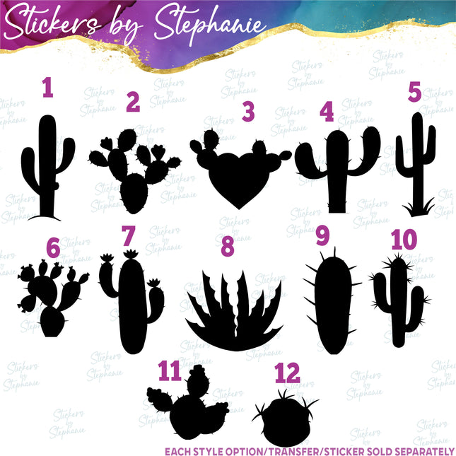(s01-077) Cactus Silhouette Iron-On Transfer