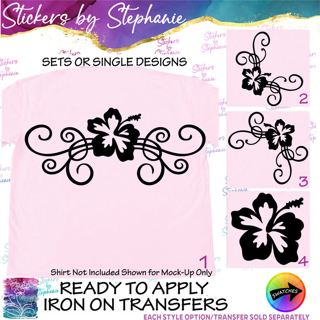 (s01-008) Hibiscus Flowers Iron-On Transfer