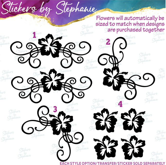 (s01-008) Hibiscus Flowers Iron-On Transfer