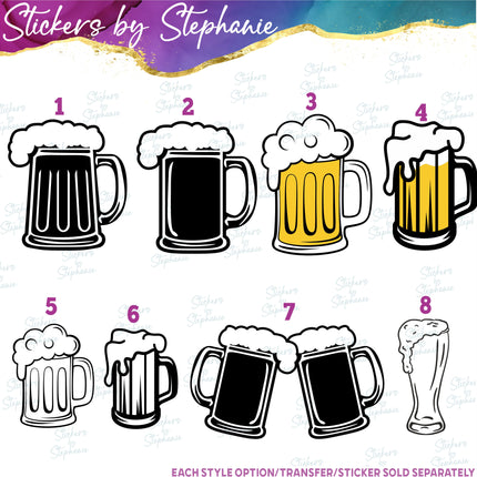 (s01-080) Beer Mug, Stein, Glass Iron-On Transfer
