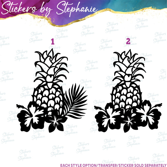 (s01-083) Pineapple Hibiscus Flowers Iron-On Transfer