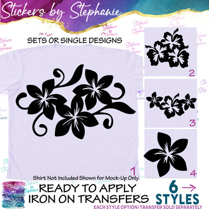 (s01-085) Plumeria Flowers Iron-On Transfer
