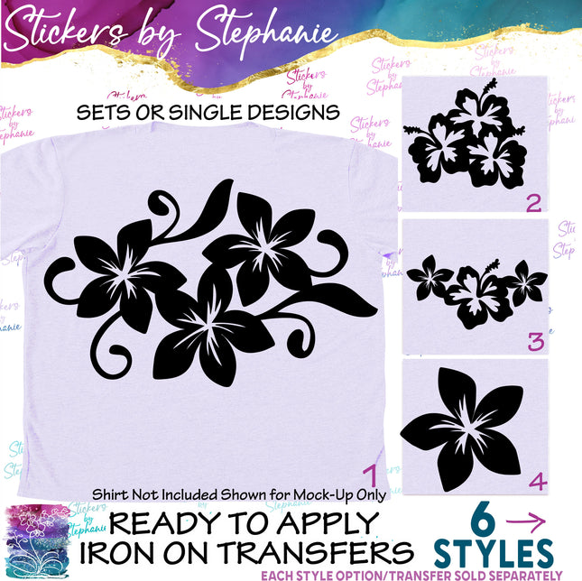 (s01-085) Plumeria Flowers Iron-On Transfer