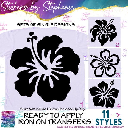(s01-088) Hibiscus Flowers Iron-On Transfer
