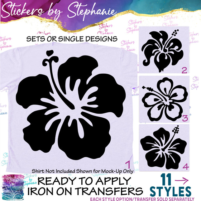 (s01-088) Hibiscus Flowers Iron-On Transfer
