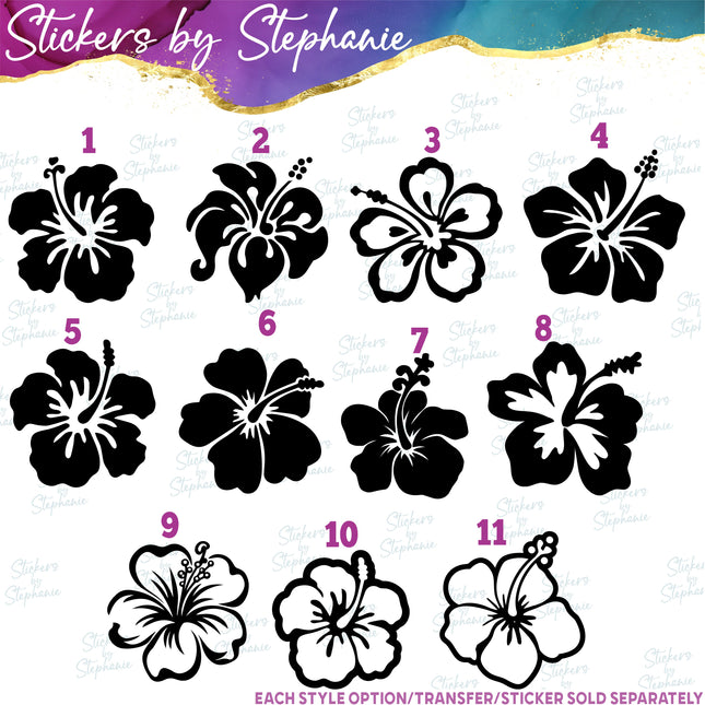(s01-088) Hibiscus Flowers Iron-On Transfer