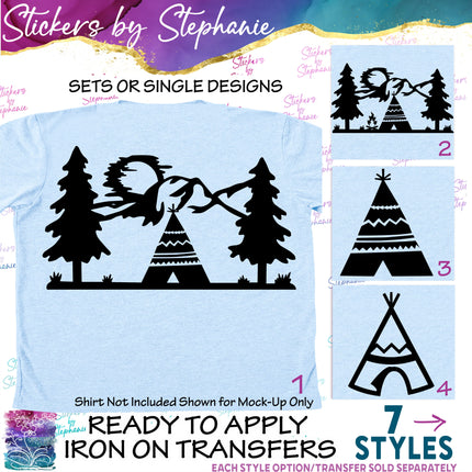 (s01-089) Teepee, Mountains Iron-On Transfer