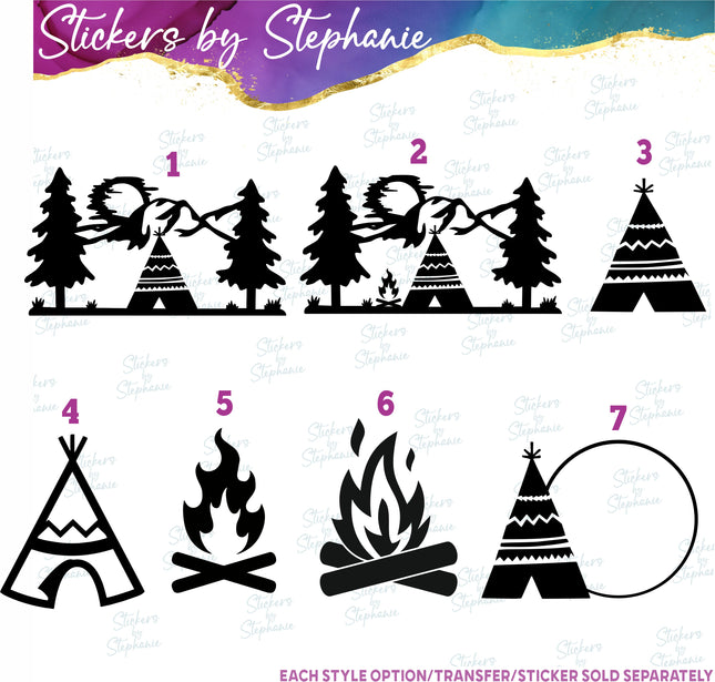 (s01-089) Teepee, Mountains Iron-On Transfer