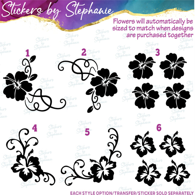 (s01-009) Hibiscus Flowers Iron-On Transfer