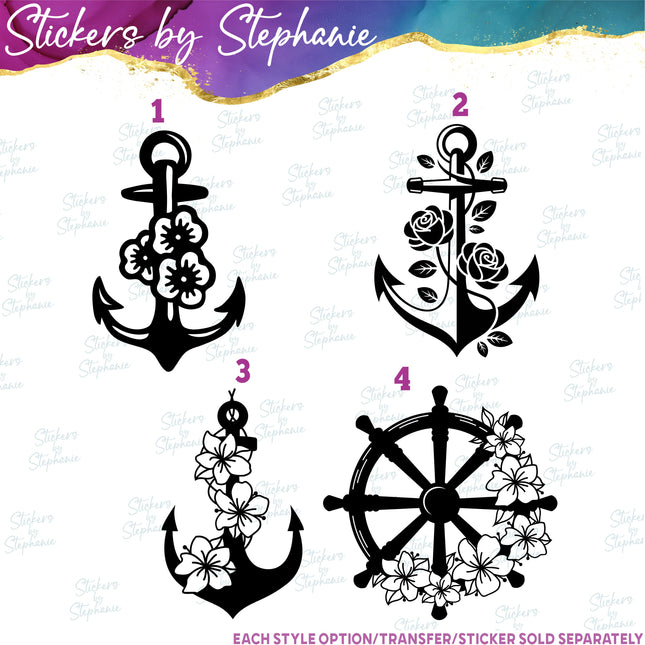 (s01-091) Anchor Flowers Iron-On Transfer