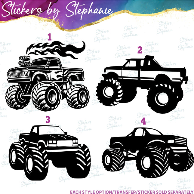 (s01-093) Monster Truck Iron-On Transfer