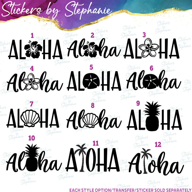 (s01-094) Aloha Hibiscus Plumeria Flowers Iron-On Transfer