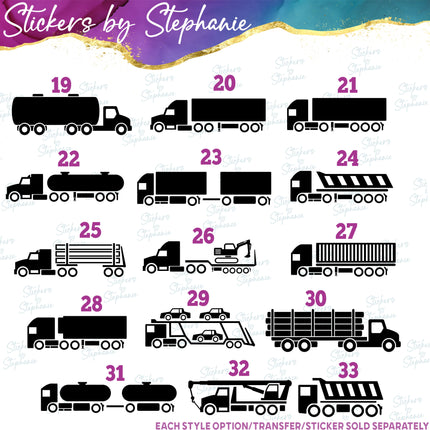 (s01-097)Truck, Tow, Delivery, Garbage Iron-On Transfer