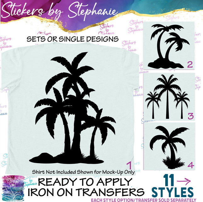 (s01-098) Palm Tree Silhouette Iron-On Transfer