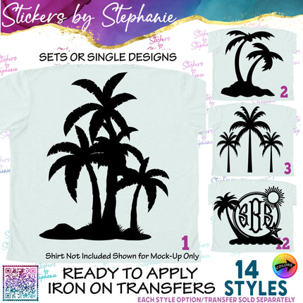 (s01-098) Palm Tree Silhouette Iron-On Transfer