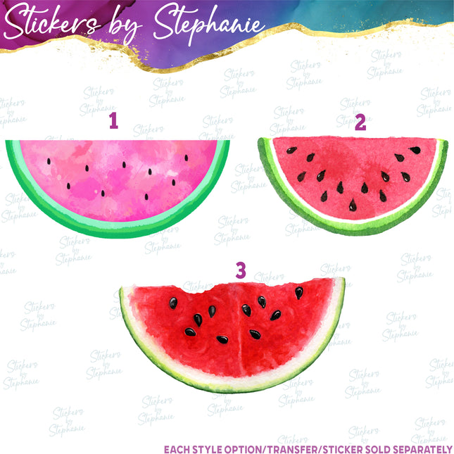 (s02-102) Watermelon Half Slice Watercolor Graphic Iron-On Transfer