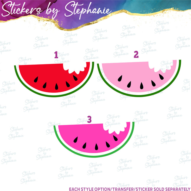 (s02-103) Pink Red Watermelon Half Slice Graphic Iron-On Transfer