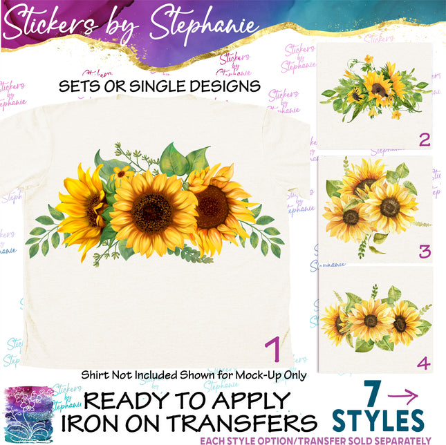 (s02-110) Sunflower Sunflowers Bouquet Graphic Iron-On Transfer