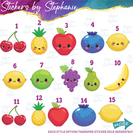 (s02-113) Kawaii Fruit Graphic Iron-On Transfer
