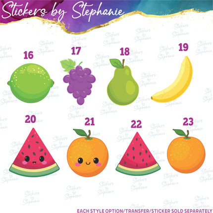 (s02-113) Kawaii Fruit Graphic Iron-On Transfer