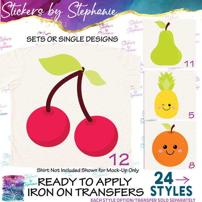 (s02-115) Kawaii Fruit Illustrated Graphic Iron-On Transfer or Sticker