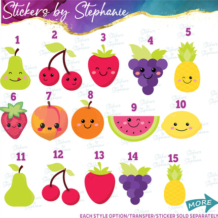 (s02-115) Kawaii Fruit Illustrated Graphic Iron-On Transfer or Sticker