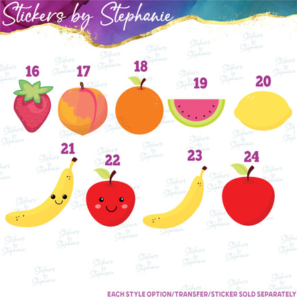 (s02-115) Kawaii Fruit Illustrated Graphic Iron-On Transfer or Sticker