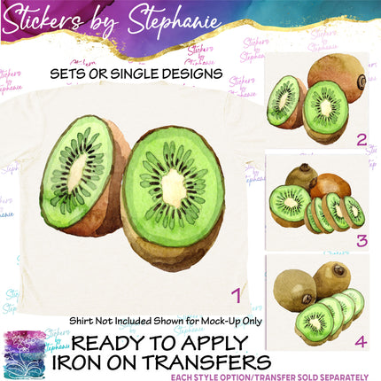 (s02-117) Kiwi Fruit Watercolor Graphic Iron-On Transfer or Sticker