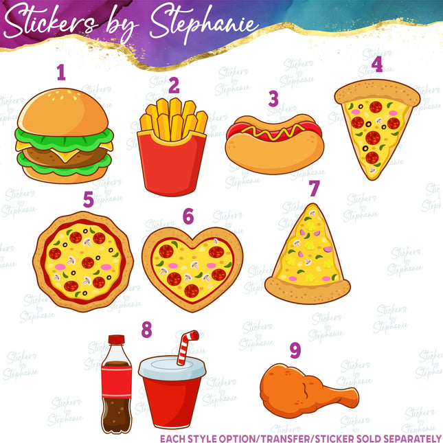 (s02-123) Fast Foot Hamburger French Fries Graphic Iron-On Transfer