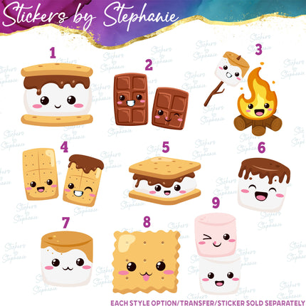 (s02-124) Kawaii Smores Marshmallow Graphic Iron-On Transfer
