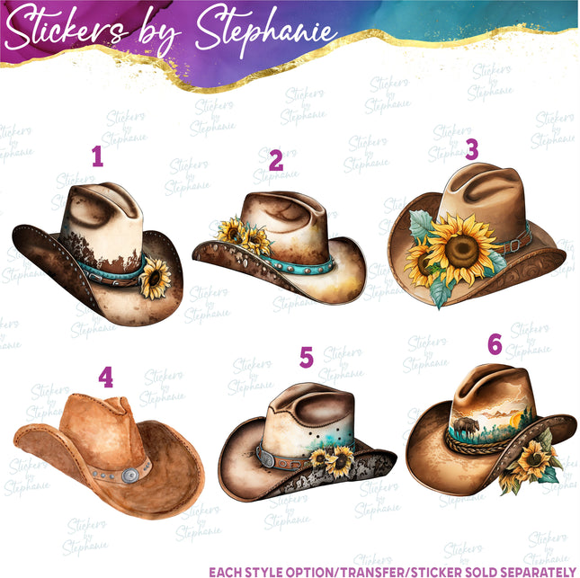 (s02-127) Cowboy Hat Graphic Iron-On Transfer