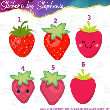 (s02-129) Strawberry Strawberries Illustrated Graphic Iron-On Transfer or Sticker