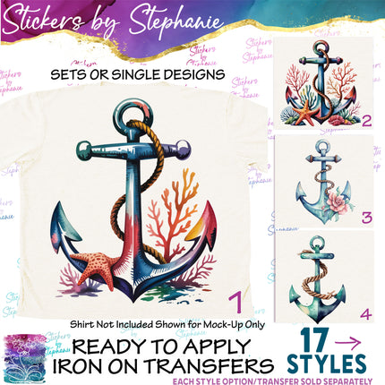 (s02-133) Anchor Watercolor Graphic Iron-On Transfer or Sticker