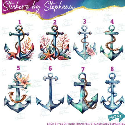 (s02-133) Anchor Watercolor Graphic Iron-On Transfer or Sticker
