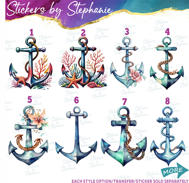 (s02-133) Anchor Watercolor Graphic Iron-On Transfer or Sticker