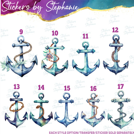 (s02-133) Anchor Watercolor Graphic Iron-On Transfer or Sticker