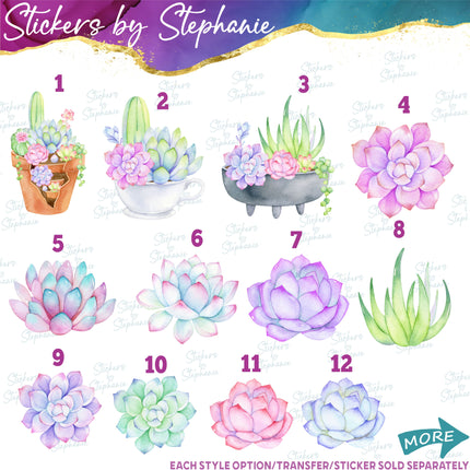 (s02-139) Succulents Cactus Flowers Watercolor Graphic Iron-On Transfer or Sticker