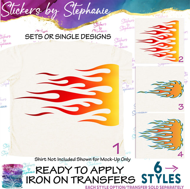 (s02-014) Flames Fire Graphic Iron-On Transfer